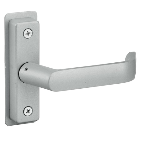Flat Euro Lever Trim W/Return, For 2-1/4 In. To 2-1/2 In. Thick Door, LH Or LHR, Stn Aluminum Paint